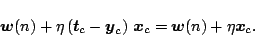 \begin{displaymath}\mb{w}(n) + \eta\Brc{\mb{t}_c - \mb{y}_c}\,\mb{x}_c =
\mb{w}(n) + \eta\mb{x}_c.
\end{displaymath}