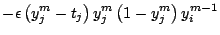 $\displaystyle -\epsilon \Brc{y^m_j-t_j} y^m_j \Brc{1-y^m_j} y^{m-1}_i$