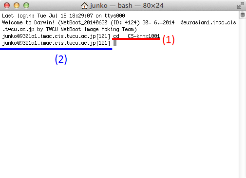 次のプロンプトの表示