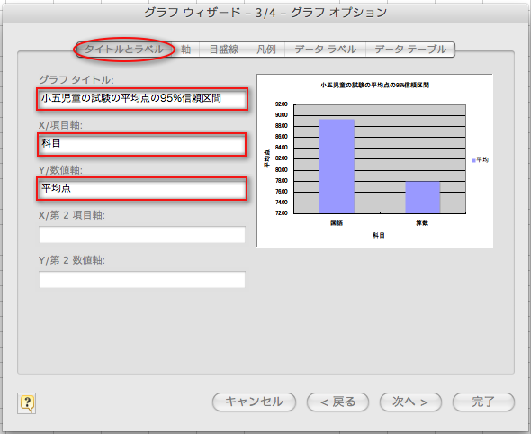 誤差範囲付きの棒グラフの作成（4）