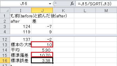 t検定の計算（16）