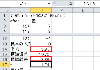 t検定の計算（17）